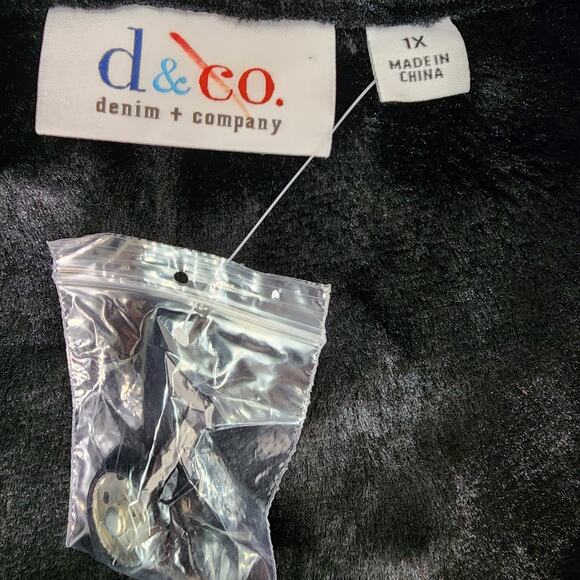 Denim & Co Womens Faux Suede Snap Front Vest Faux Fur Trim Size 1X Black Relaxed - Picture 8 of 10